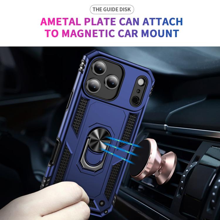 For iPhone 17 Pro Shockproof TPU Hybrid PC Phone Case with Holder(Blue) - free shipping - PMc TechLife - Order now!