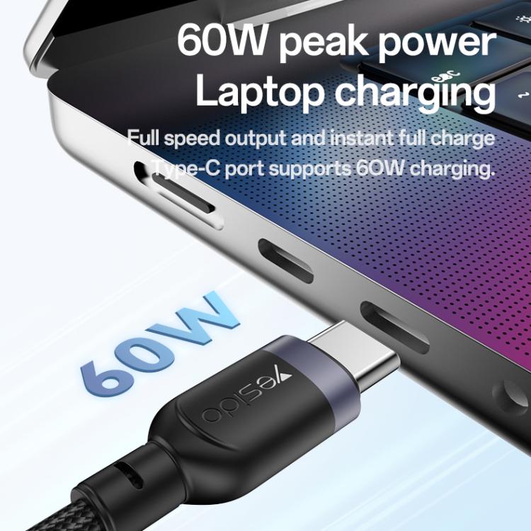 Yesido CA136C 60W USB-C / Type-C to Type-C & iWatch 2 in 1 Charging Cable, Length:1.2m(Black) - Charger / Holder by Yesido | Online Shopping South Africa | PMC TechLife | Buy Now Pay Later Mobicred