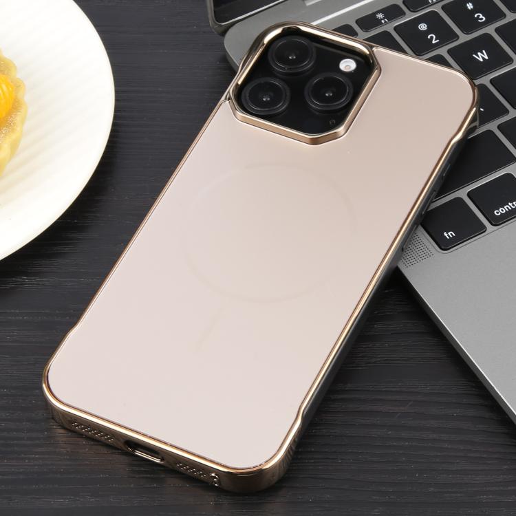 For iPhone 16e Electroplating Frameless Frosted Anti-Glare PC MagSafe Phone Case(Desert Gold) - free shipping - PMC TechLife - Order now!