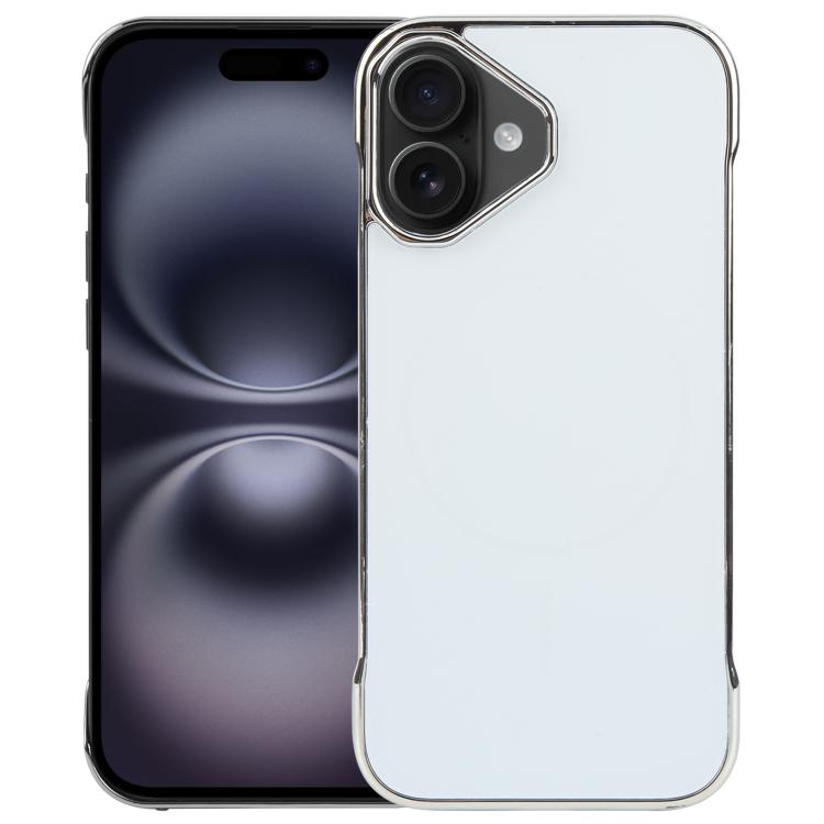 For iPhone 16 Electroplating Frameless Frosted Anti-Glare PC MagSafe Phone Case(Silver White) - free shipping - PMC TechLife - Order now!