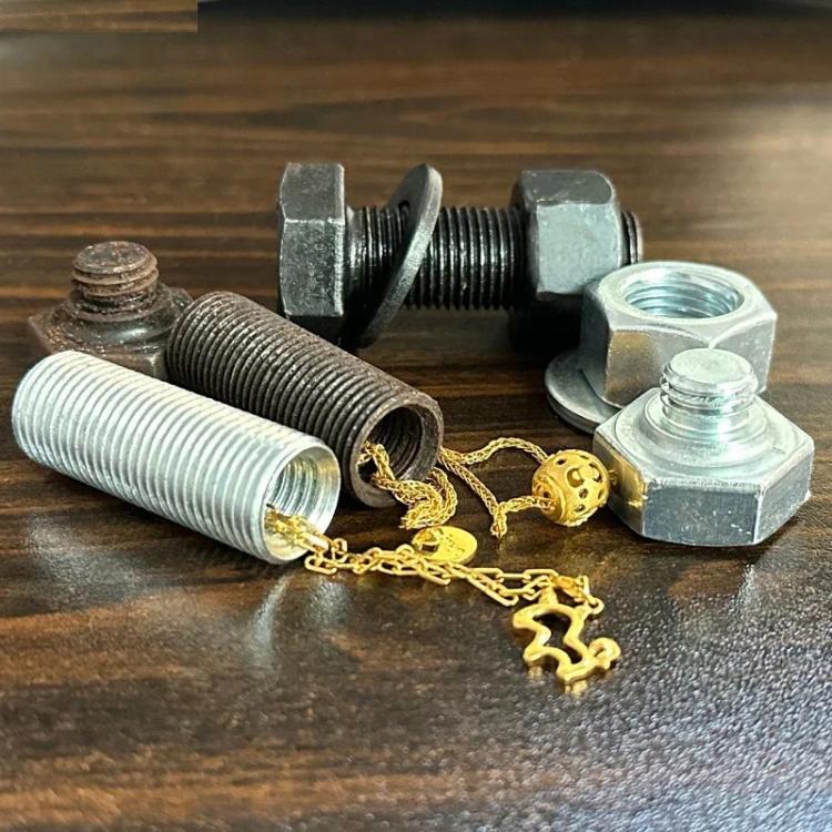 Hexagonal Washer Metal Screw Medicine Storage Tank Travel Capsule Pill Storage Box(Black) - free shipping - PMC TechLife - Order now!
