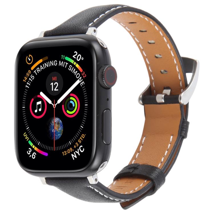 For Apple Watch 42mm / 41mm / 40mm / 38mm Silk Microfiber Leather Watch Band(Black) - Watch Bands by PMC TechLife | Online Shopping South Africa | PMC TechLife | Buy Now Pay Later Mobicred