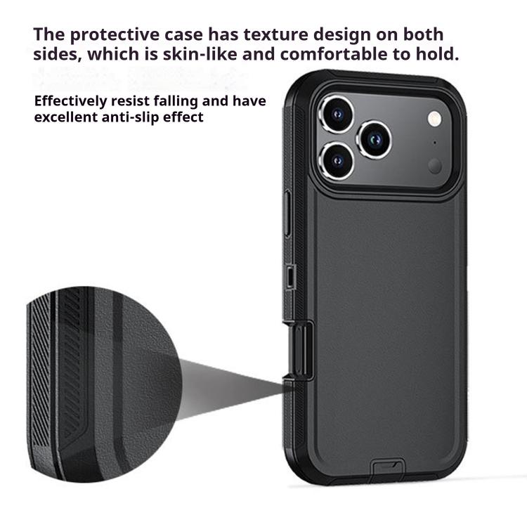For iPhone 17 Pro Kalebol Shockproof PC Hybrid TPU Phone Case with Back Clip(Black) - free shipping - PMC TechLife - Order now!