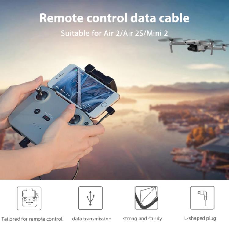 BRDRC Data Cable for DJI Mavic Air 2 / Air 2S / Mini 2, Type:30cm Type-C to 8 Pin - free shipping - PMC TechLife - Order now!