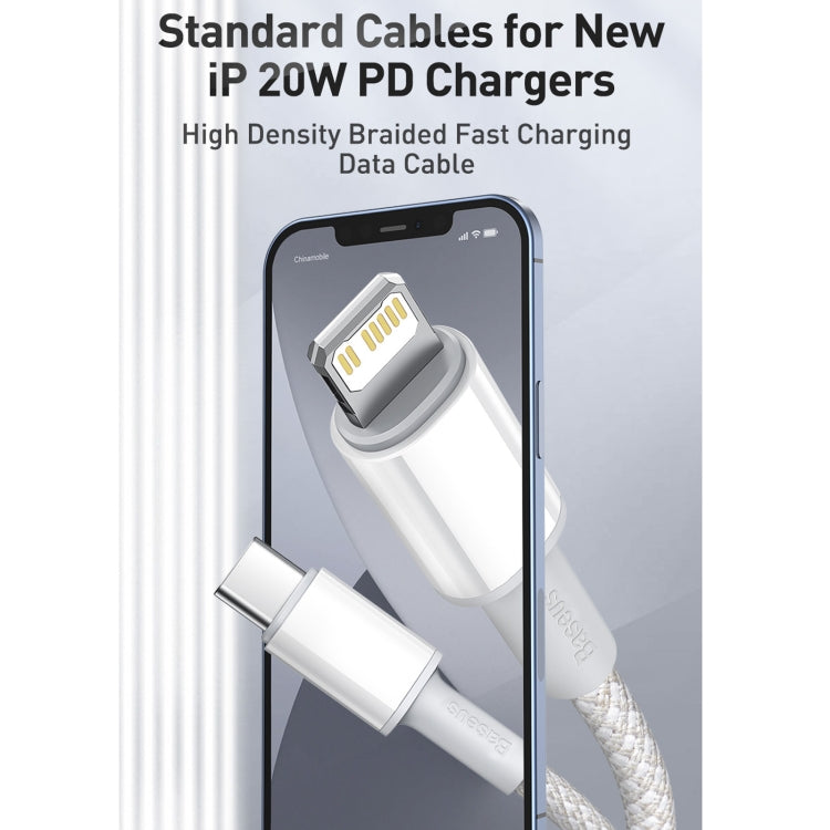 Baseus 20W Type-C / USB-C to 8 Pin PD High-density Braided Fast Charging Data Cable, Length: 1m(White) - Normal Style Cable by Baseus | Online Shopping South Africa | PMC Jewellery | Buy Now Pay Later Mobicred