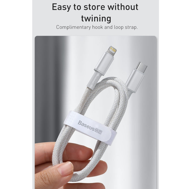 Baseus 20W Type-C / USB-C to 8 Pin PD High-density Braided Fast Charging Data Cable, Length: 1m(White) - Normal Style Cable by Baseus | Online Shopping South Africa | PMC Jewellery | Buy Now Pay Later Mobicred