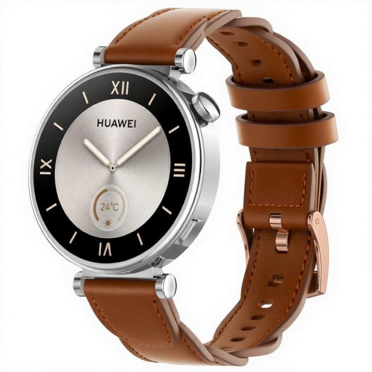 18mm Rose Gold Buckle Twist Leather Watch Band(Brown) - free shipping - PMC TechLife - Order now!