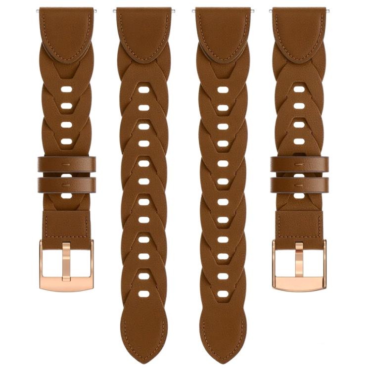 18mm Rose Gold Buckle Twist Leather Watch Band(Brown) - free shipping - PMC TechLife - Order now!