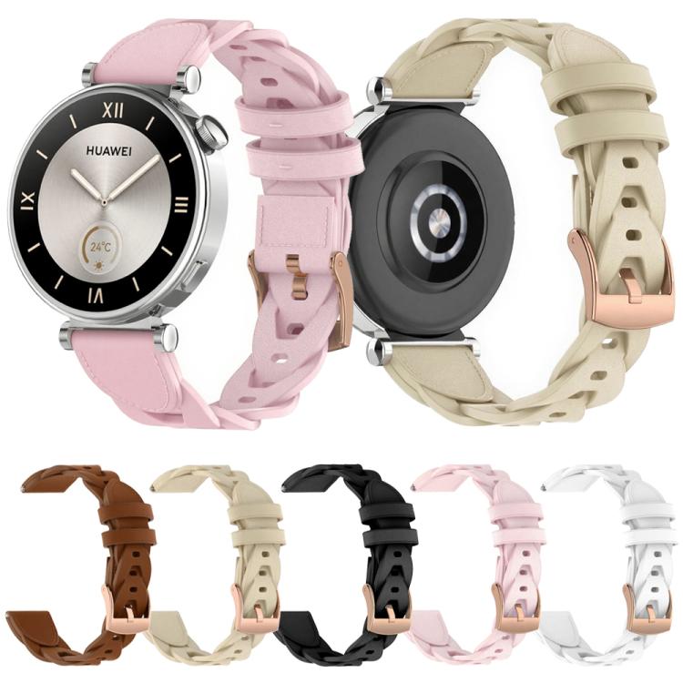 18mm Rose Gold Buckle Twist Leather Watch Band(White) - free shipping - PMC TechLife - Order now!