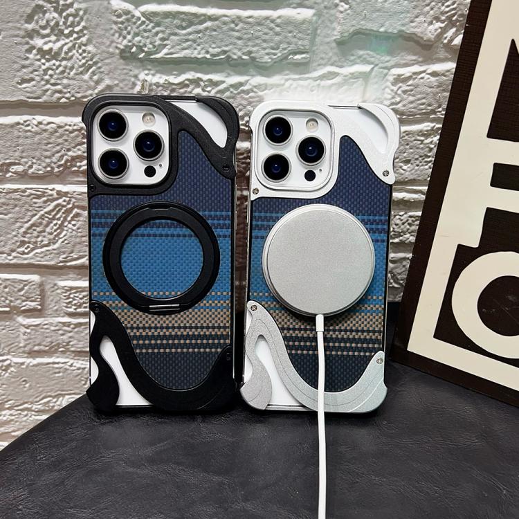 For iPhone 16 Pro Max Metal Frameless 360 Degree Rotation Holder MagSafe Phone Case(Titanium Color) - free shipping - PMC TechLife - Order now!