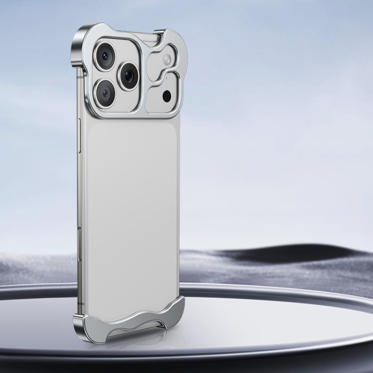 For iPhone 17 Pro Max Frameless Metal Corner Pad Phone Case with Lens Film(Silver) - free shipping - PMC TechLife - Order now!
