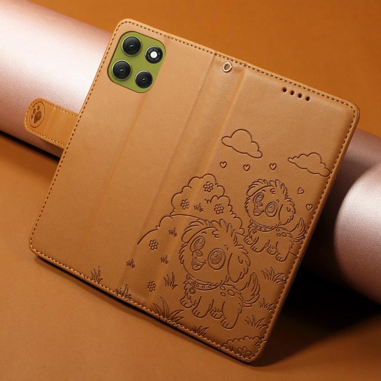 For Motorola Moto G86 5G Embossed Heart Dog RFID Blocking Wallet Leather Phone Case(Brown) - free shipping - PMC TechLife - Order now!