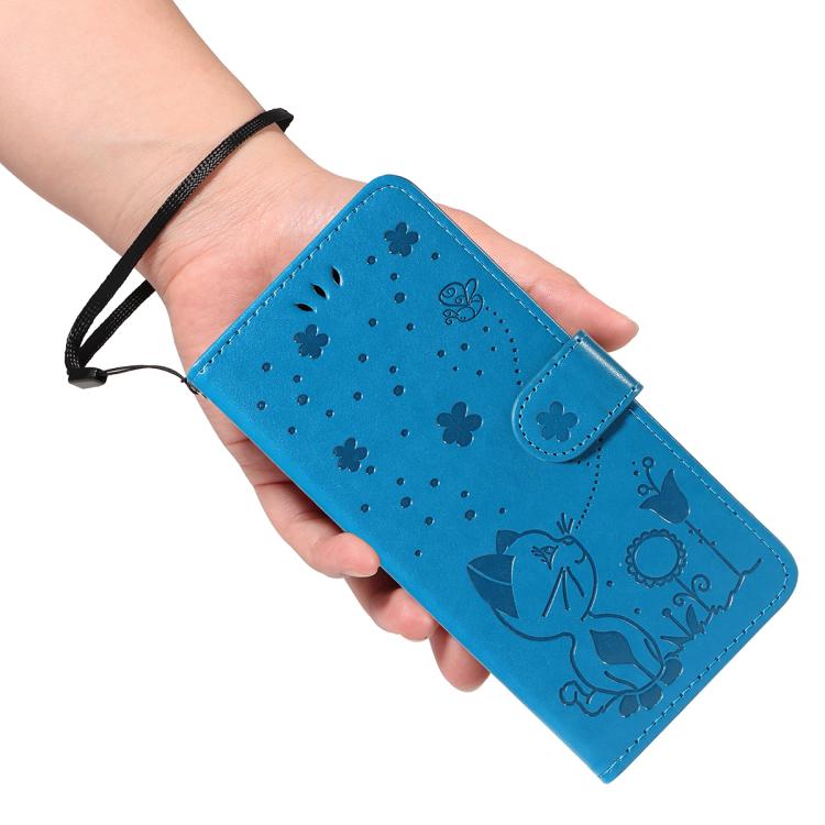 For Nothing Phone 3A Cat and Bee Embossed Flip Leather Phone Case(Blue) - free shipping - PMC TechLife - Order now!