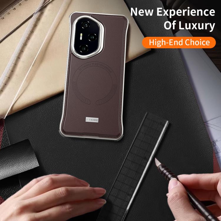 For Honor 300 Pro J TRIBE Metal Frameless Plain Leather MagSafe Phone Case(Brown) - free shipping - PMC TechLife - Order now!
