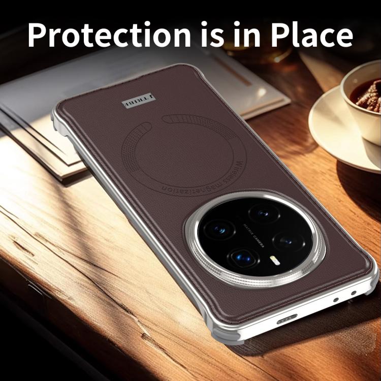 For Honor Magic7 Pro J TRIBE Metal Frameless Plain Leather MagSafe Phone Case(Black) - free shipping - PMC TechLife - Order now!