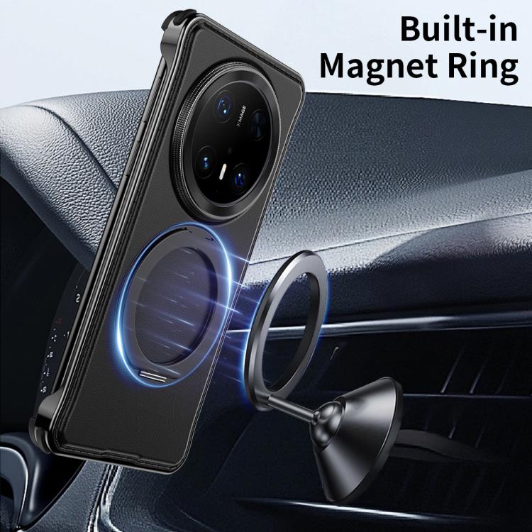 For Huawei Mate 60 Metal Frameless Plain Leather MagSafe Holder Phone Case(Brown) - free shipping - PMC TechLife - Order now!