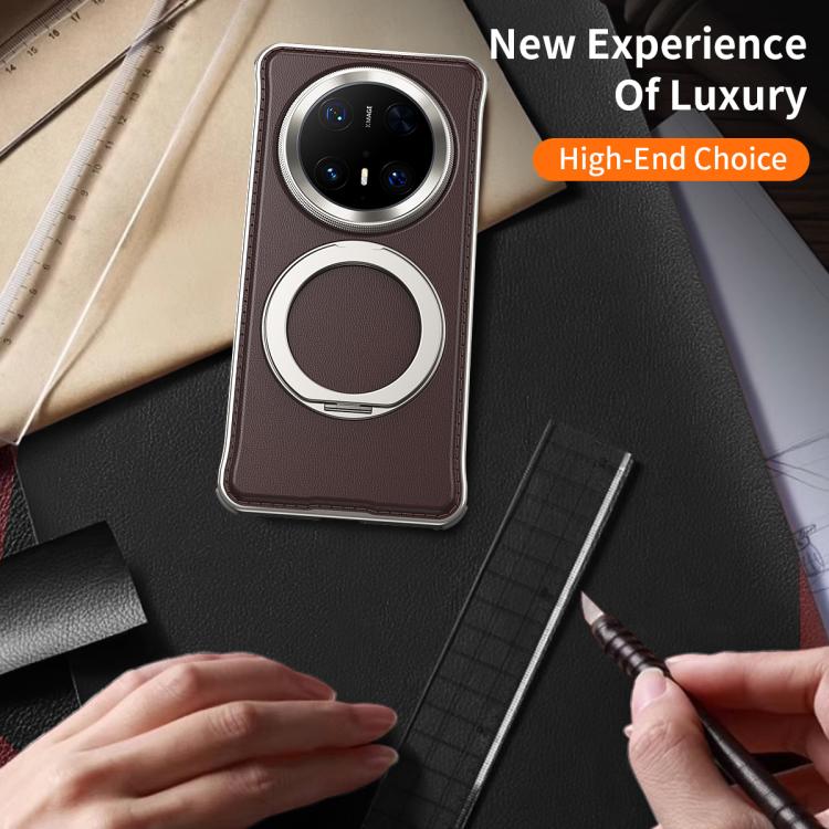 For Huawei Mate 60 Pro Metal Frameless Plain Leather MagSafe Holder Phone Case(Black) - free shipping - PMC TechLife - Order now!