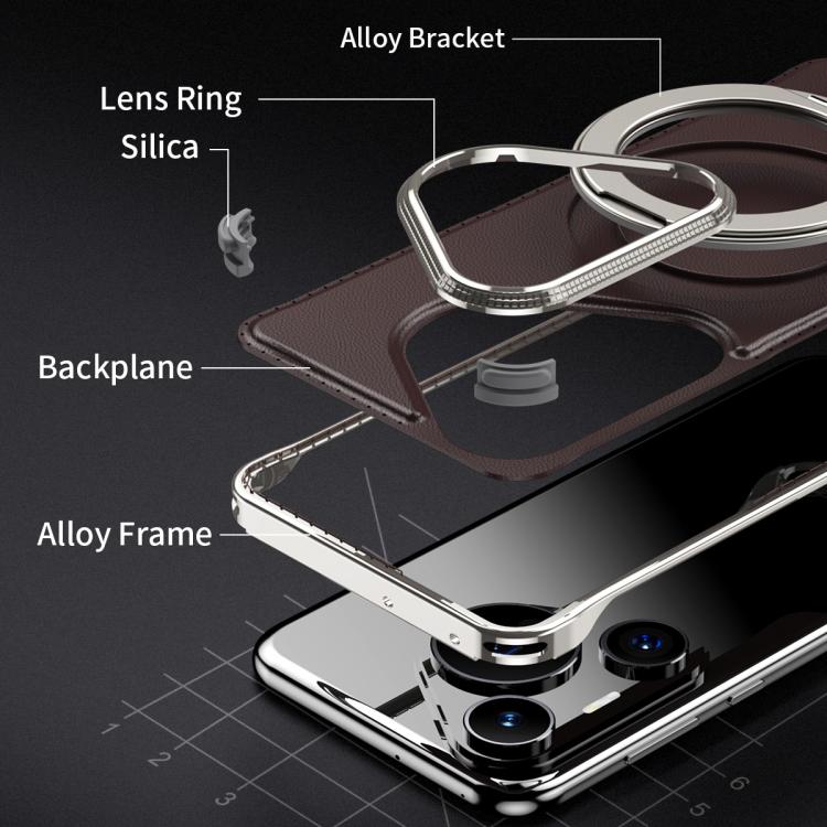 For Huawei Pura 70 Metal Frameless Plain Leather MagSafe Holder Phone Case(Black) - free shipping - PMC TechLife - Order now!