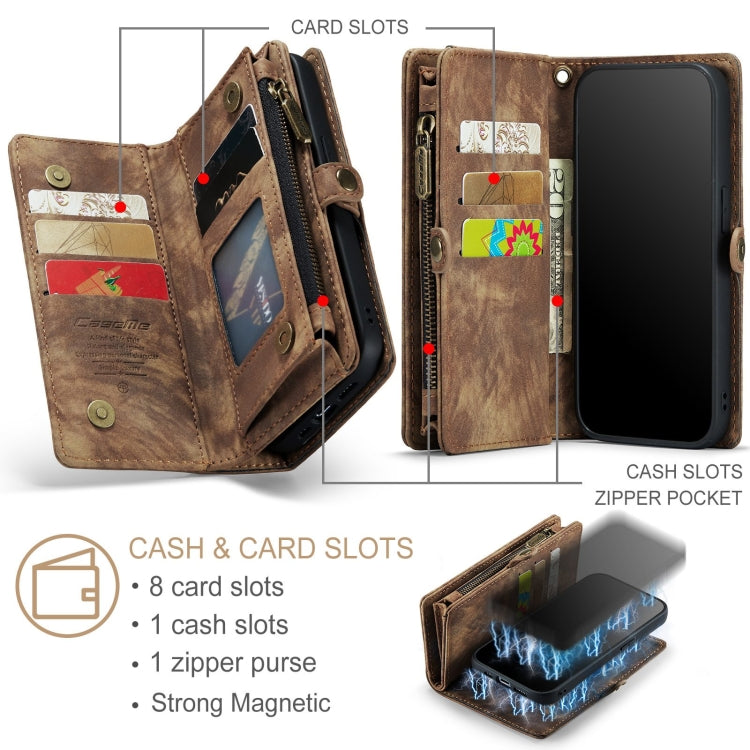 For iPhone 12 mini CaseMe-008 Detachable Multifunctional Wallet Leather Phone Case (Brown) - iPhone 12 mini Cases by CaseMe | Online Shopping South Africa | PMC Jewellery | Buy Now Pay Later Mobicred