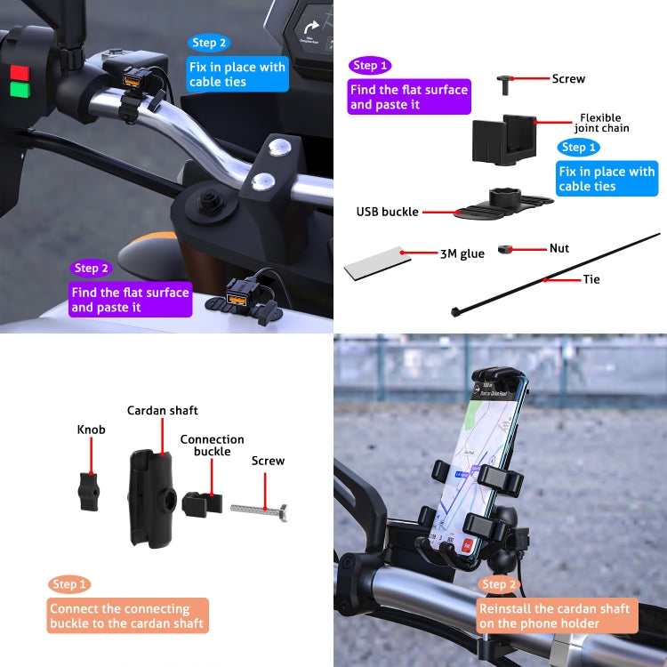 WUPP CS-1186A1 Motorcycle SAE Dual USB Fast Charging Charger - free shipping - PMC TechLife - Order now!