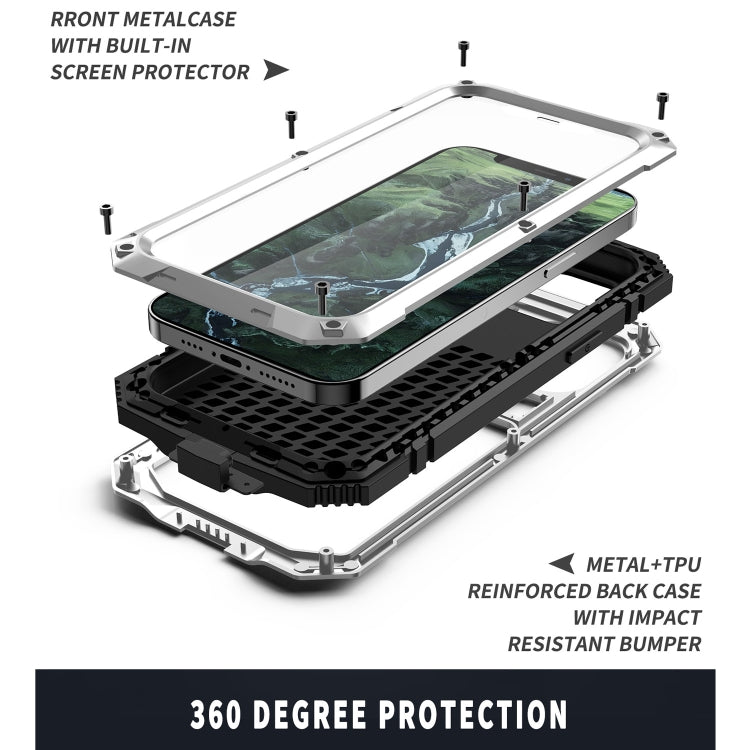 For iPhone 12 Pro Max R-JUST Shockproof Waterproof Dust-proof Metal + Silicone Protective Case with Holder(Silver) - iPhone 12 Pro Max Cases by R-JUST | Online Shopping South Africa | PMC TechLife