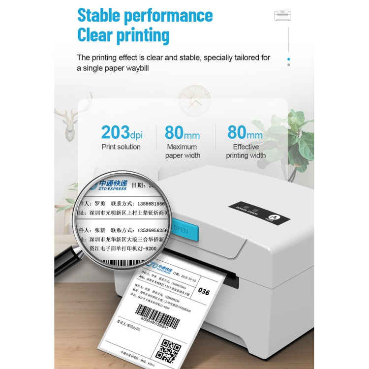 ZJ-8600 76x130 Single Paper Waybill Express Bill Label Printer, EU Plug - Receipt Printers by PMC Jewellery | Online Shopping South Africa | PMC Jewellery | Buy Now Pay Later Mobicred