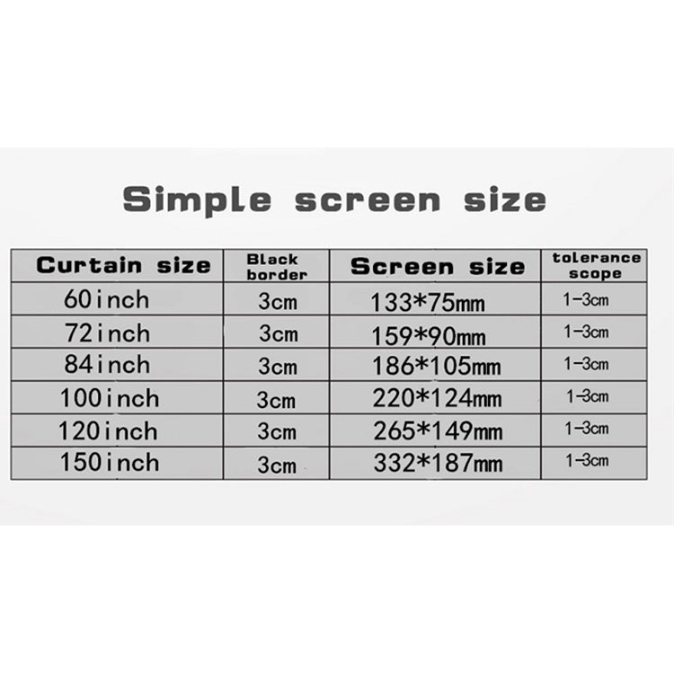 Simple Folding Thin Polyester Projector Film Curtain, Size:120 inch (16:9) Projection Area: 265 x 150cm - free shipping - PMC TechLife - Order now!