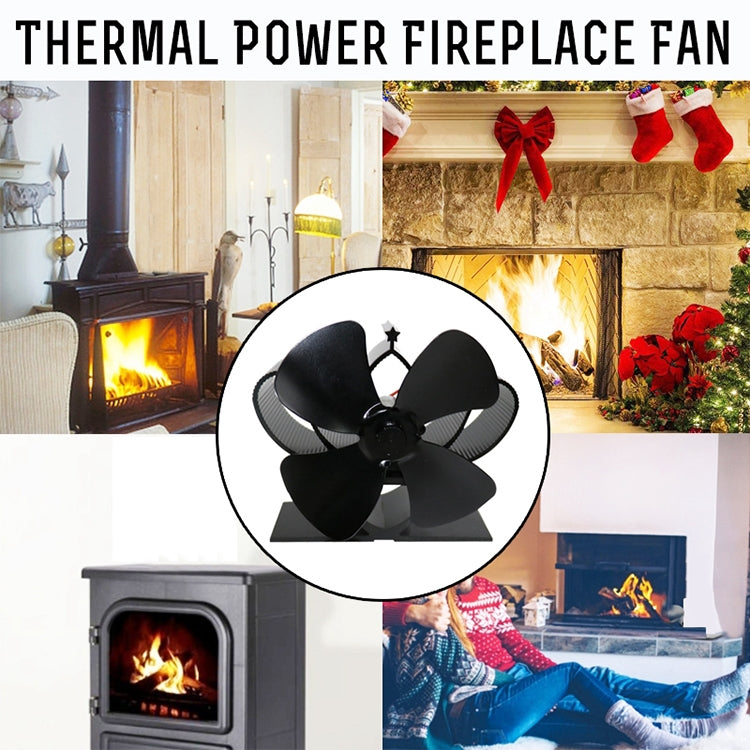 YL201 4-Blade High Temperature Metal Heat Powered Fireplace Stove Fan (Black) - Fireplace Fan by PMC TechLife | Online Shopping South Africa | PMC TechLife