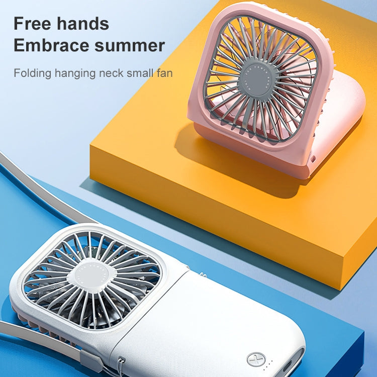 F20 Electroplating Handheld Fan Portable Desktop Folding Mute USB Hanging Neck Fan (Blue) - Electric Fans by PMC Jewellery | Online Shopping South Africa | PMC Jewellery | Buy Now Pay Later Mobicred