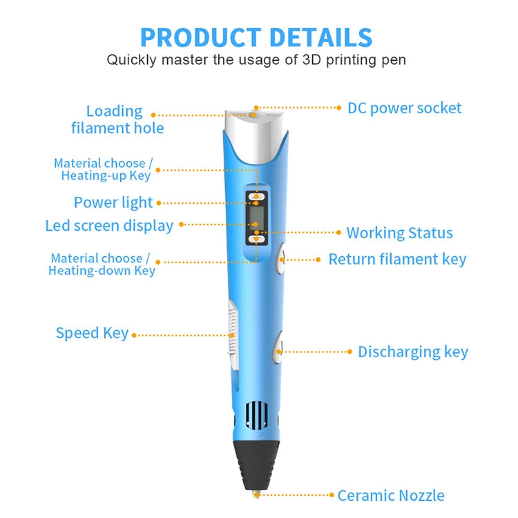 Hand-held 3D Printing Pen, UK Plug (Yellow) - 3D Printer by PMC Jewellery | Online Shopping South Africa | PMC Jewellery | Buy Now Pay Later Mobicred