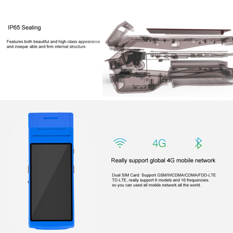 PDA-5501 Multi-function 5.5 inch IPS Screen IP65 Protection All-in-one Intelligent Terminal, Built-in Thermal Line Printer & MIC & Speaker, Support WiFi & Bluetooth & GPS(Blue) - Receipt Printers by PMc TechLife | Online Shopping South Africa | PMc TechLife | Buy Now Pay Later Mobicred