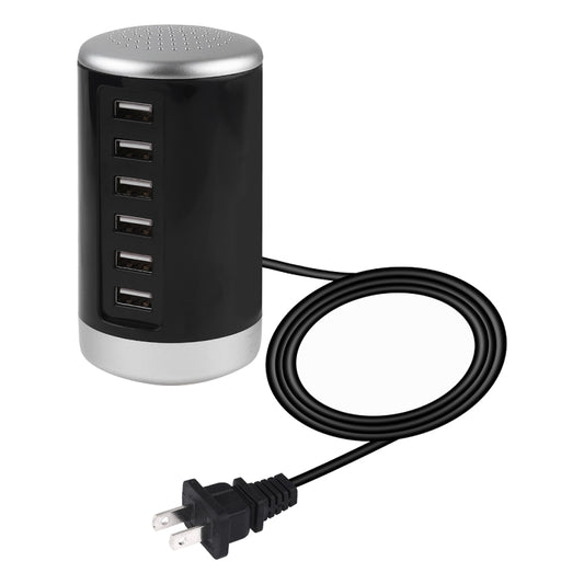 XLD4 30W 6-USB Ports Charger Station Power Adapter AC100-240V, US Plug(Black) - Multifunction Charger by PMC Jewellery | Online Shopping South Africa | PMC Jewellery | Buy Now Pay Later Mobicred