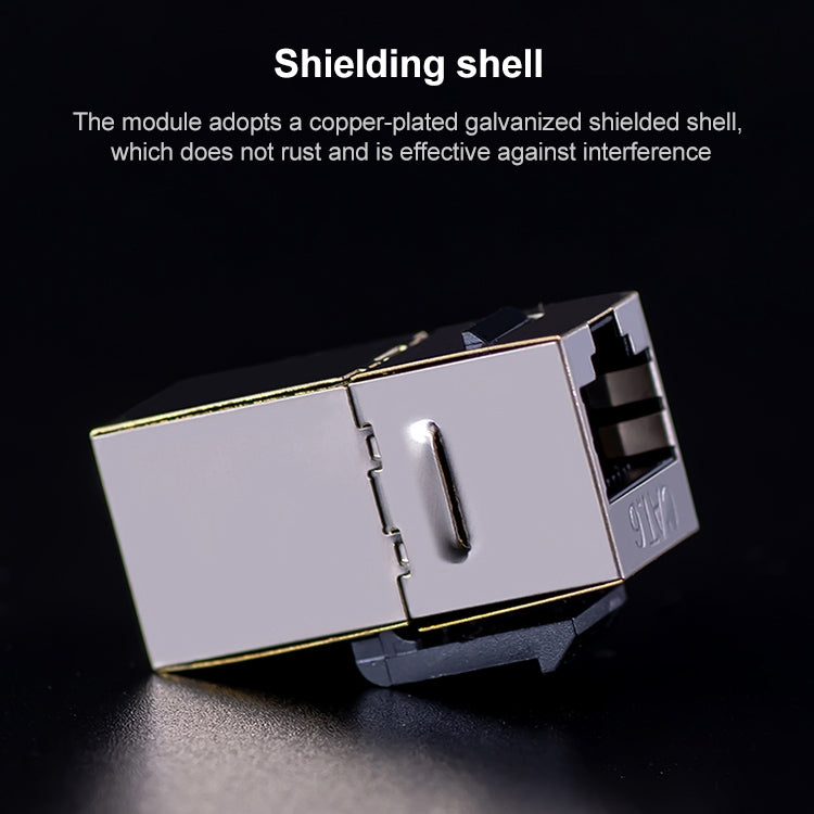 CAT.6 Shielded Pass-through Network Module, Dual Ports Panel + Shielded Pass-through + Telephone Socket (Grey) - Lan Cable and Tools by PMC TechLife | Online Shopping South Africa | PMC TechLife
