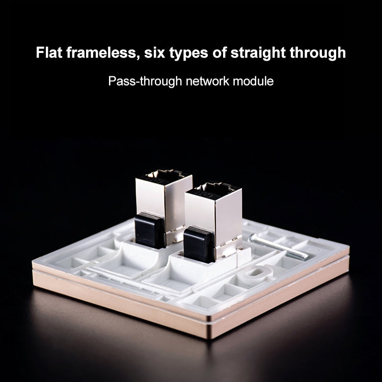 CAT.6 Shielded Pass-through Network Module, Single Port Panel + Shielded Pass-through (Gold) - Lan Cable and Tools by PMC TechLife | Online Shopping South Africa | PMC TechLife | Buy Now Pay Later Mobicred