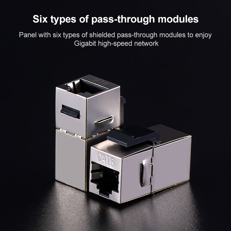 CAT.6 Shielded Pass-through Network Module, Single Port Panel + Shielded Pass-through (Gold) - Lan Cable and Tools by PMC TechLife | Online Shopping South Africa | PMC TechLife | Buy Now Pay Later Mobicred