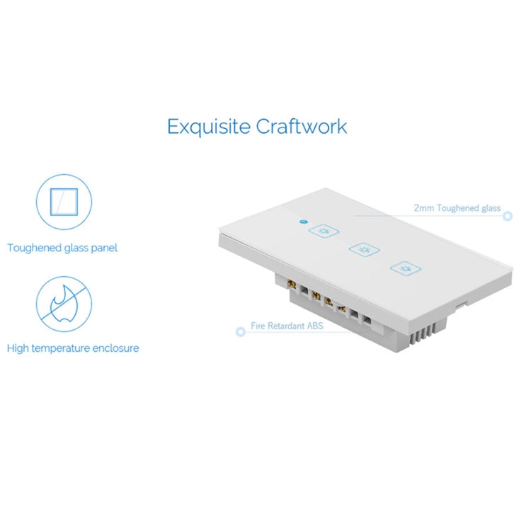 WS-US-02 EWeLink APP & Touch Control 2A 2 Gangs Tempered Glass Panel Smart Wall Switch, AC 90V-250V, US Plug - Smart Socket by PMC TechLife | Online Shopping South Africa | PMC TechLife | Buy Now Pay Later Mobicred