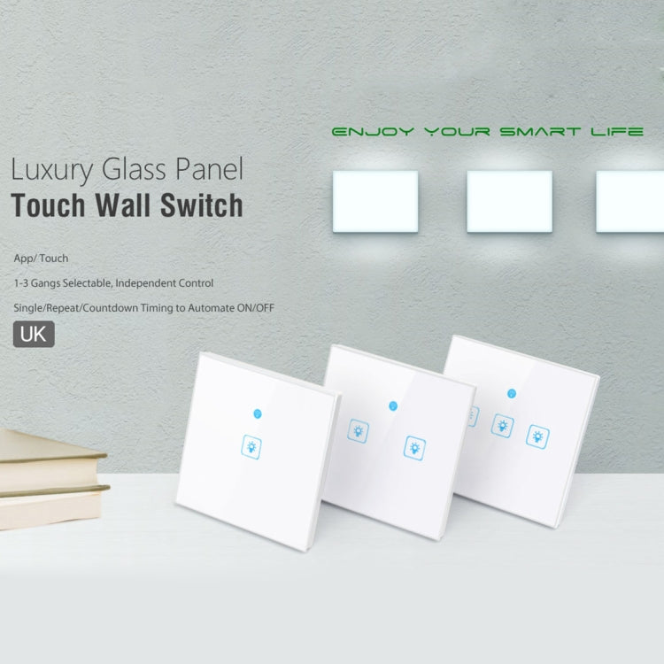 WS-UK-03 EWeLink APP & Touch Control 2A 3 Gangs Tempered Glass Panel Smart Wall Switch, AC 90V-250V, UK Plug - free shipping - PMC TechLife - Order now!
