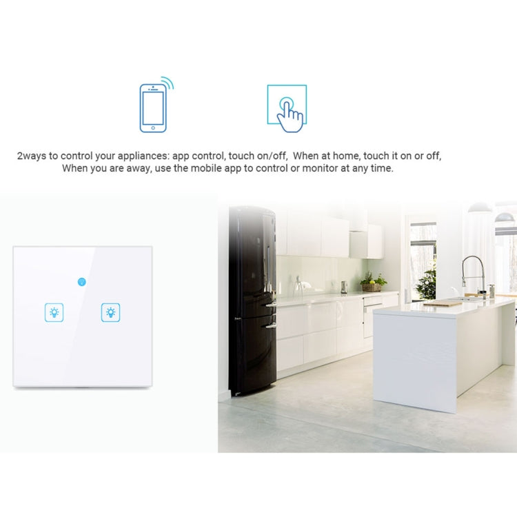 WS-UK-03 EWeLink APP & Touch Control 2A 3 Gangs Tempered Glass Panel Smart Wall Switch, AC 90V-250V, UK Plug - free shipping - PMC TechLife - Order now!