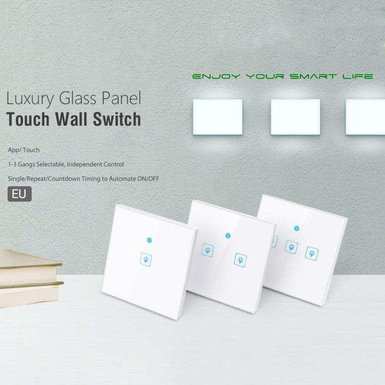 WS-EU-02 EWeLink APP & Touch Control 2A 2 Gangs Tempered Glass Panel Smart Wall Switch, AC 90V-250V, EU Plug - Smart Socket by PMC TechLife | Online Shopping South Africa | PMC TechLife | Buy Now Pay Later Mobicred
