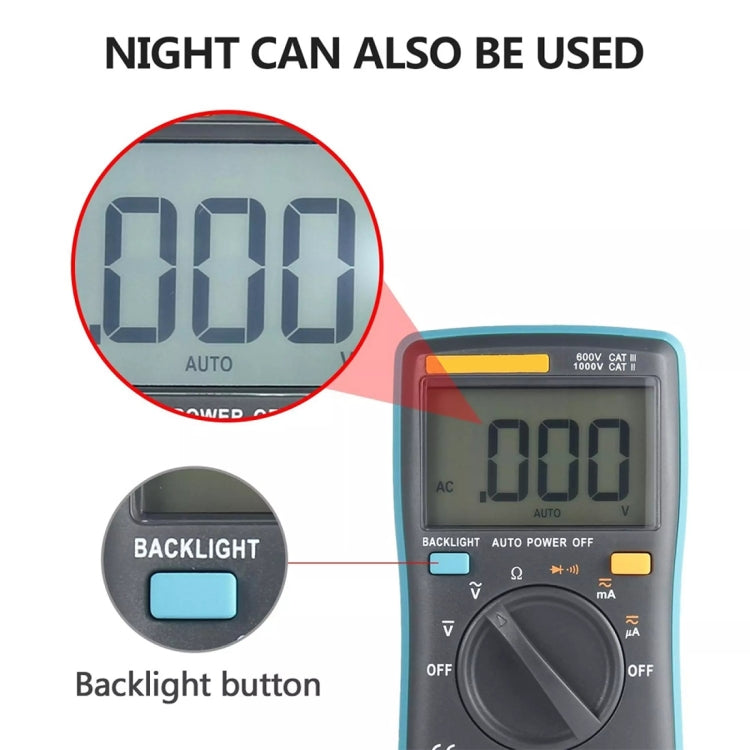 ZT98 CAT III  600V Portable Digital Multimeter 2000 Counts Back-light AC / DC Current Voltage Tester Meter with LCD Screen & Holder - Current & Voltage Tester by PMC TechLife | Online Shopping South Africa | PMC TechLife | Buy Now Pay Later Mobicred