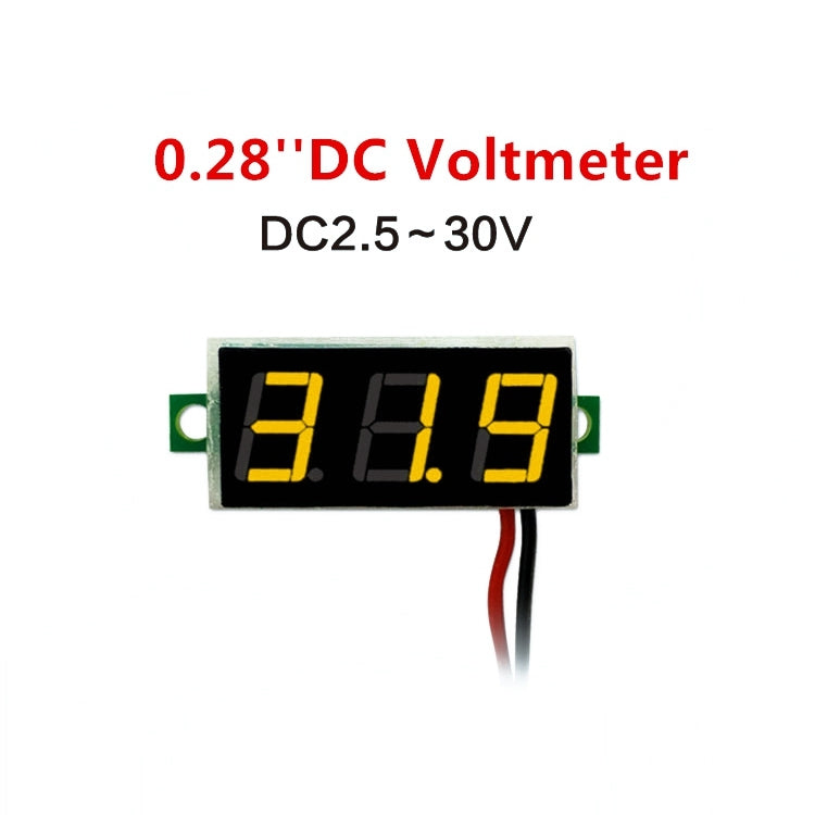 10 PCS 0.28 inch 2 Wires Adjustable Digital Voltage Meter, Color Light Display, Measure Voltage: DC 2.5-30V (Yellow) - Current & Voltage Tester by PMC Jewellery | Online Shopping South Africa | PMC Jewellery | Buy Now Pay Later Mobicred