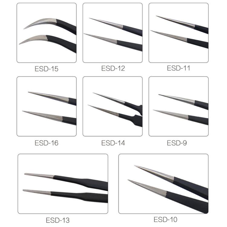 BEST BST-12 Precision Anti-static ESD Stainless Steel Tweezers - free shipping - PMC TechLife - Order now!