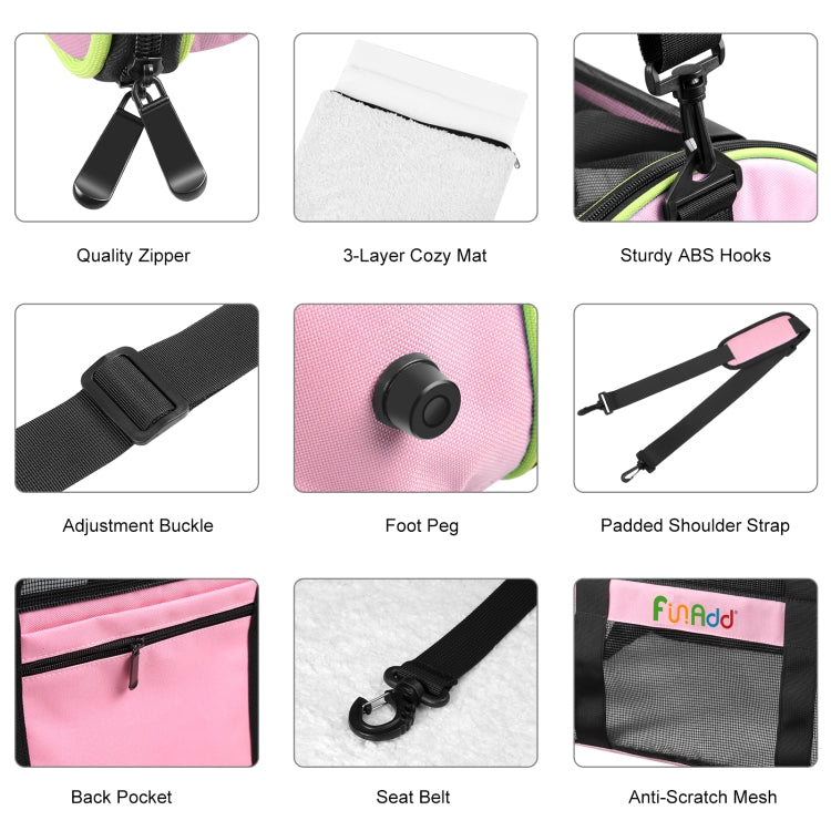 FUNADD Pet Travel Carrier Bag Shoulder Foldable Tote Bag(Pink) - Pet Storages & Bags by FunAdd | Online Shopping South Africa | PMC TechLife | Buy Now Pay Later Mobicred