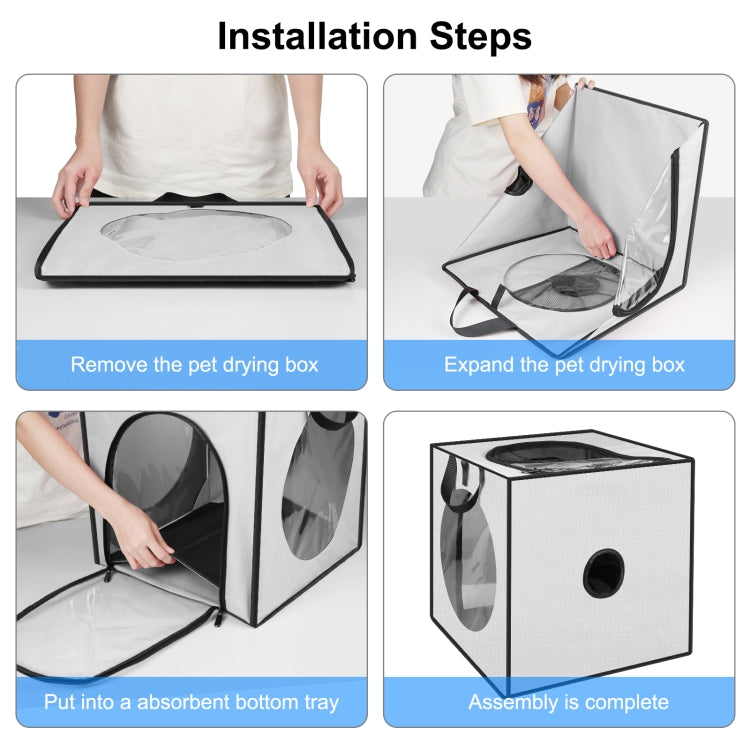 FUNADD Pet Bath Drying Box Portable Folding Dryer Cage, Suitable for Pets up to 5kg(Grey) - Blower & Drying by PMC TechLife | Online Shopping South Africa | PMC TechLife | Buy Now Pay Later Mobicred