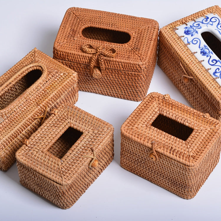ZJH01 Mini Restaurant Desktop Rattan Braided Tissue Storage Box Case - Storage Boxes by PMc TechLife | Online Shopping South Africa | PMc TechLife | Buy Now Pay Later Mobicred