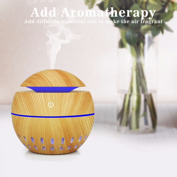 Wood Grain USB Hollowed-out Humidifier Seven Color Aromatherapy Lamp Automatic Alcohol Sprayer with Remote Control(Pink) - free shipping - PMC TechLife - Order now!