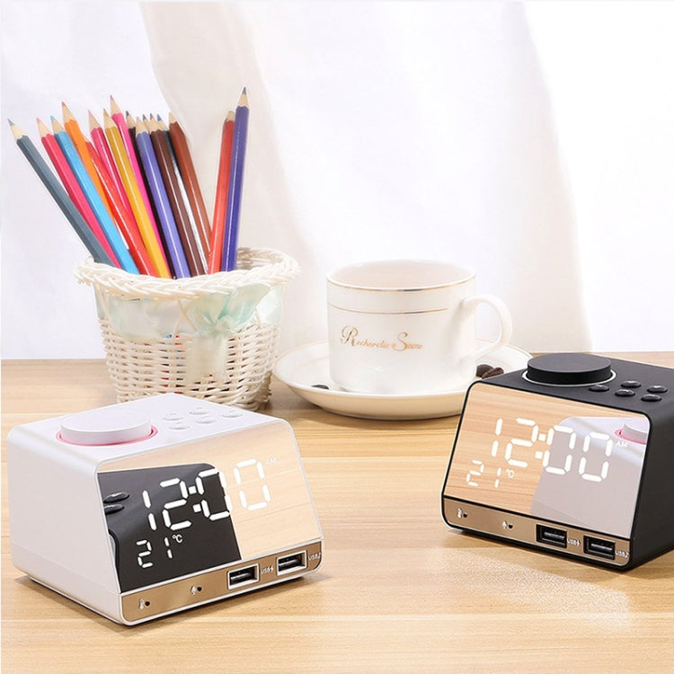 K11 Bluetooth Alarm Clock Speaker Creative Digital Music Clock Display Radio with Dual USB Interface, Support U Disk / TF Card / FM / AUX, EU Plug(Black) - Alarm Clocks by PMc TechLife | Online Shopping South Africa | PMc TechLife | Buy Now Pay Later Mobicred