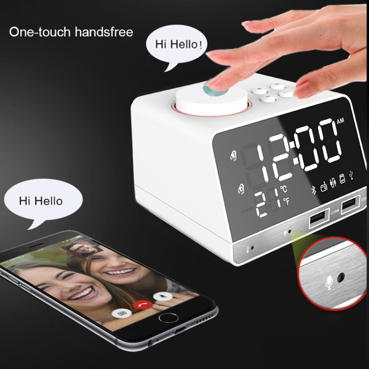 K11 Bluetooth Alarm Clock Speaker Creative Digital Music Clock Display Radio with Dual USB Interface, Support U Disk / TF Card / FM / AUX, US Plug(Black) - Alarm Clocks by PMc TechLife | Online Shopping South Africa | PMc TechLife | Buy Now Pay Later Mobicred