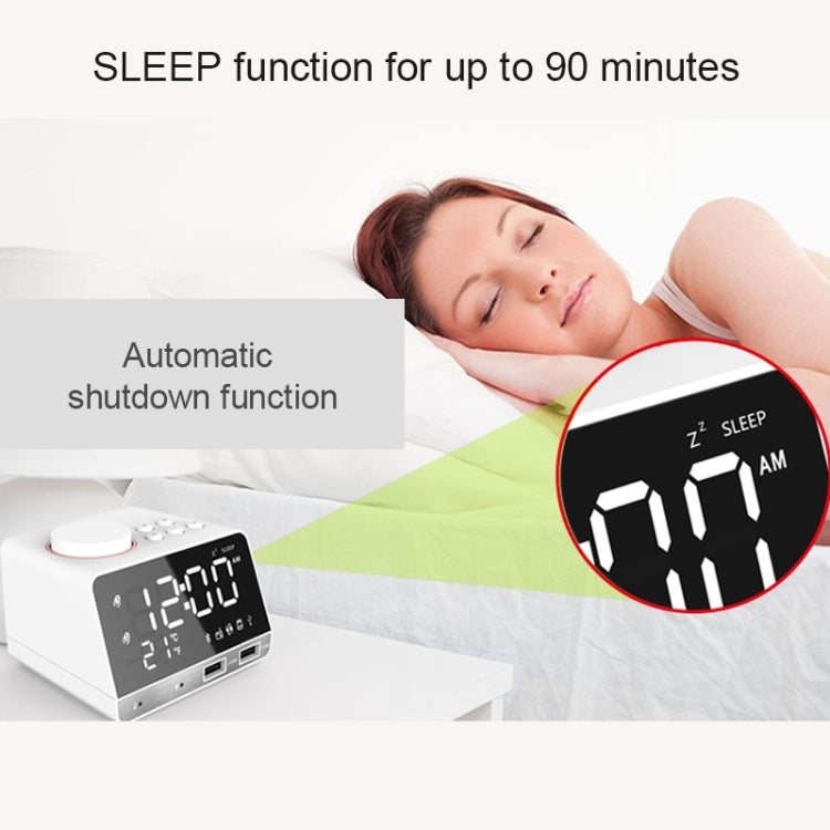 K11 Bluetooth Alarm Clock Speaker Creative Digital Music Clock Display Radio with Dual USB Interface, Support U Disk / TF Card / FM / AUX, UK Plug(Black) - Alarm Clocks by PMc TechLife | Online Shopping South Africa | PMc TechLife | Buy Now Pay Later Mobicred