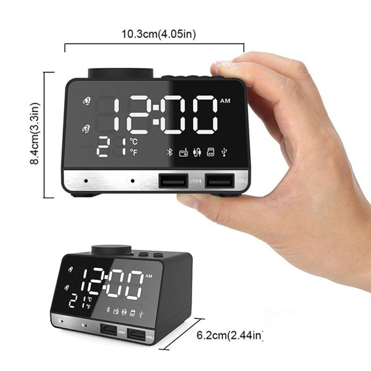 K11 Bluetooth Alarm Clock Speaker Creative Digital Music Clock Display Radio with Dual USB Interface, Support U Disk / TF Card / FM / AUX, UK Plug(White) - Alarm Clocks by PMc TechLife | Online Shopping South Africa | PMc TechLife | Buy Now Pay Later Mobicred